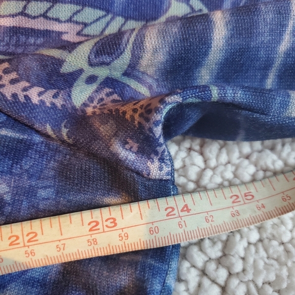 French Bazaar Tunic Top Womens XL Blue Flowy Studded Beads Asymmetric Hem - Picture 6 of 8